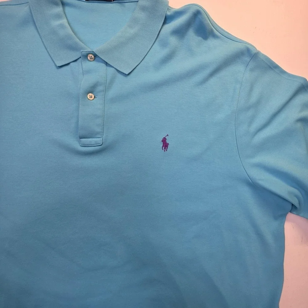 Polo Ralph‎ Lauren Polo Shirt Mens Big 2X Blue Old Money Classic Fit Pony Preppy